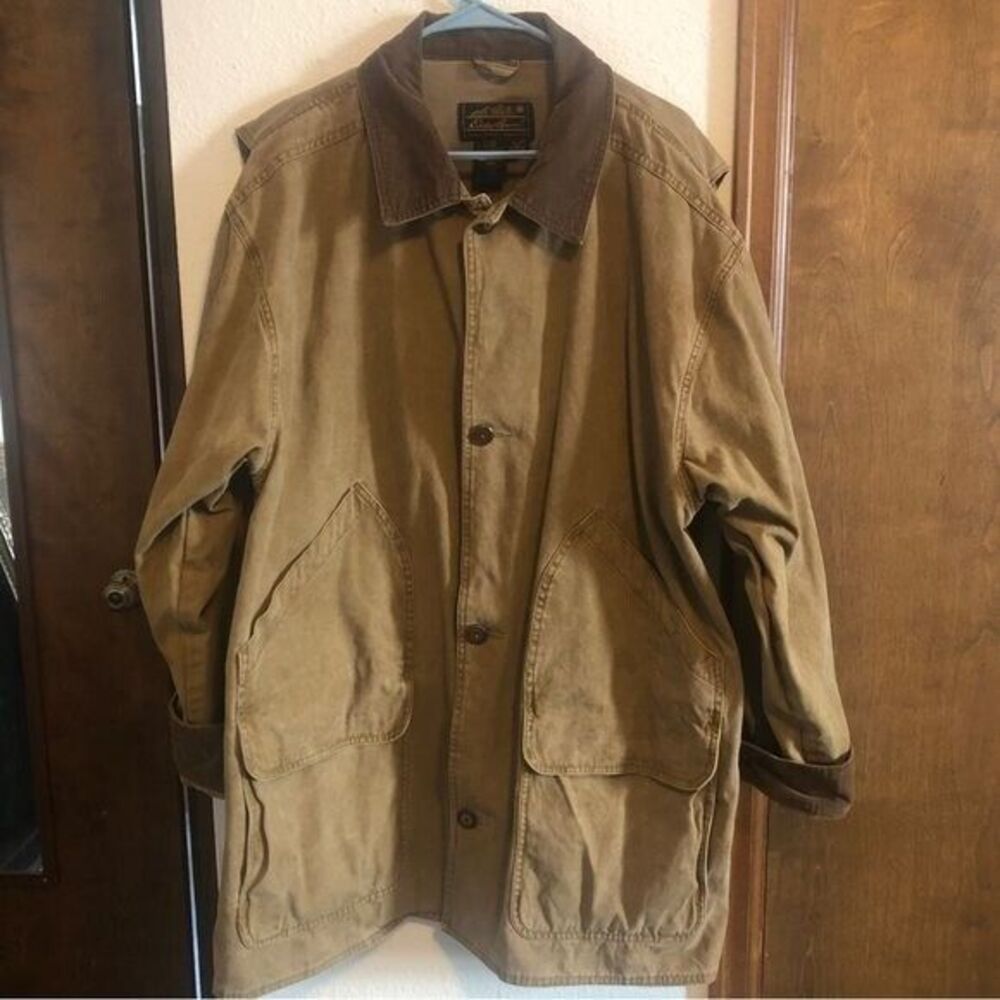 Eddie Bauer Men's Vintage XLT Tall Tan Cotton Barnโ Corduroy Collar Vtg Jacket